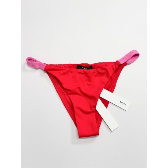 AQUA Bikini Bottom Swimwear Red Pink Beachwear Size Small NEW - Picture 4 of 8